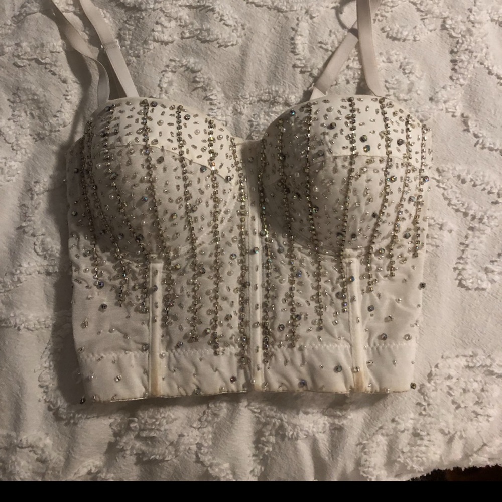Rhinestone corset crop top